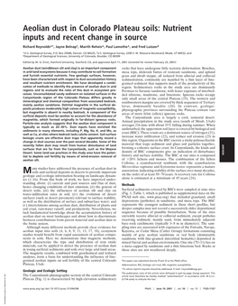Aeolian Dust in Colorado Plateau Soils: Nutrient Inputs and Recent Change in Source