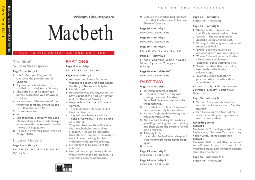 The Life of William Shakespeare Films of Macbeth