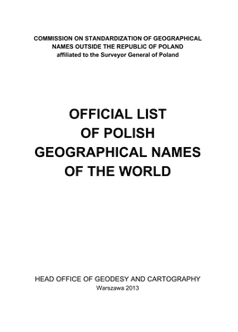 Official List of Polish Geographical Names of the World