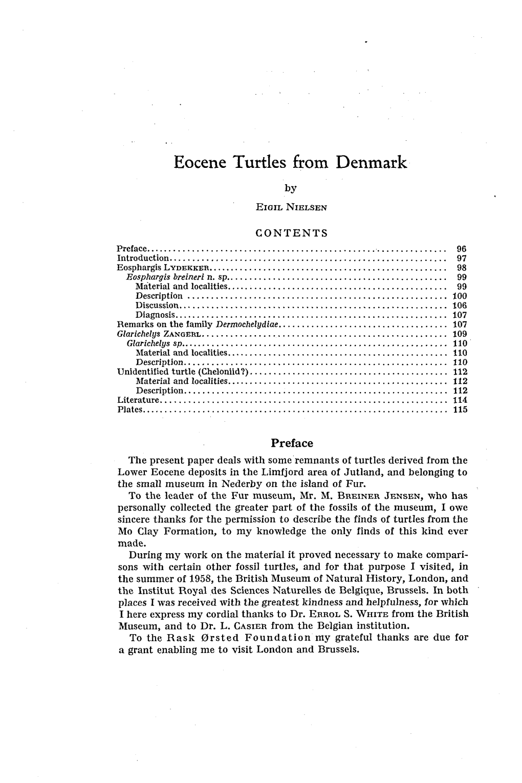 Eocene Turtles from Denmark