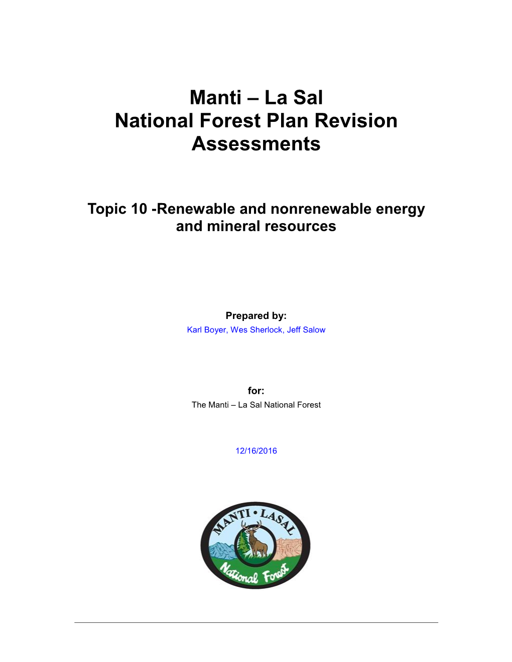 Renewable and Nonrenewable Energy and Mineral Resources