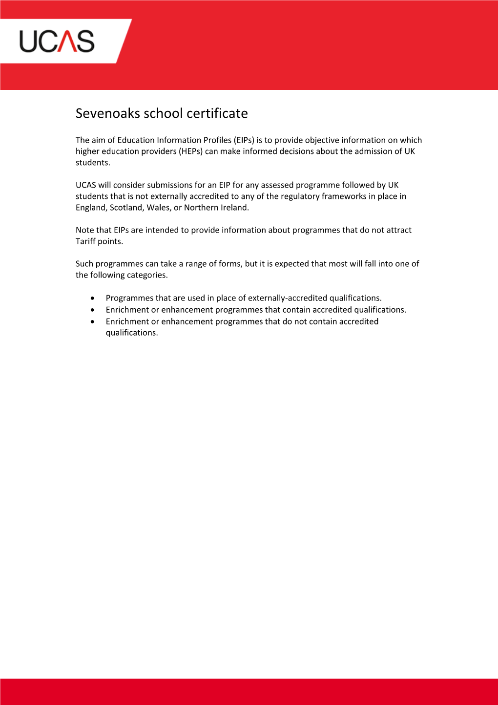 Sevenoaks School Certificate