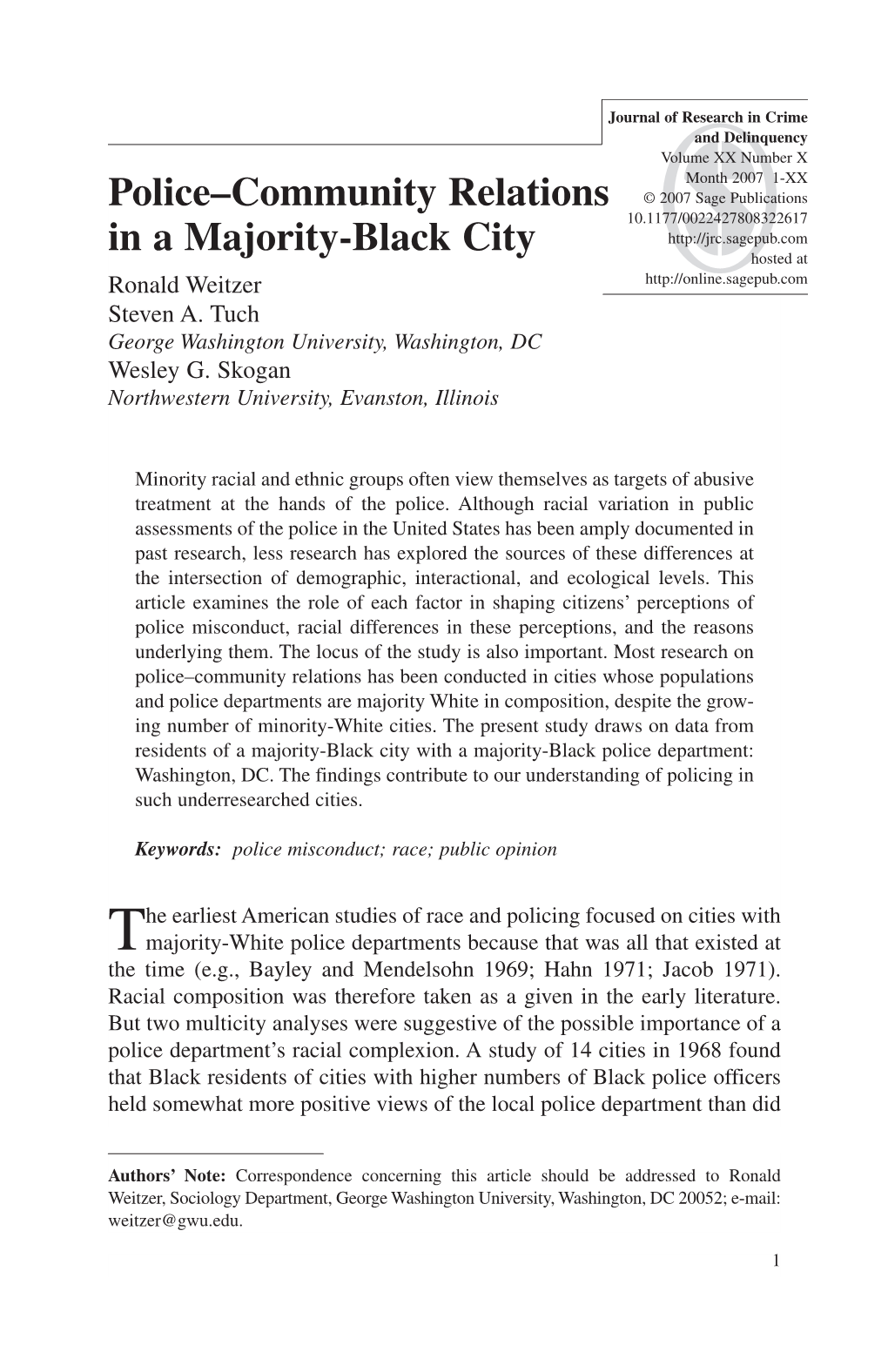 Police–Community Relations in a Majority-Black City 3