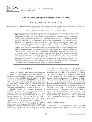 KREEP Basalt Petrogenesis: Insights from 15434,181