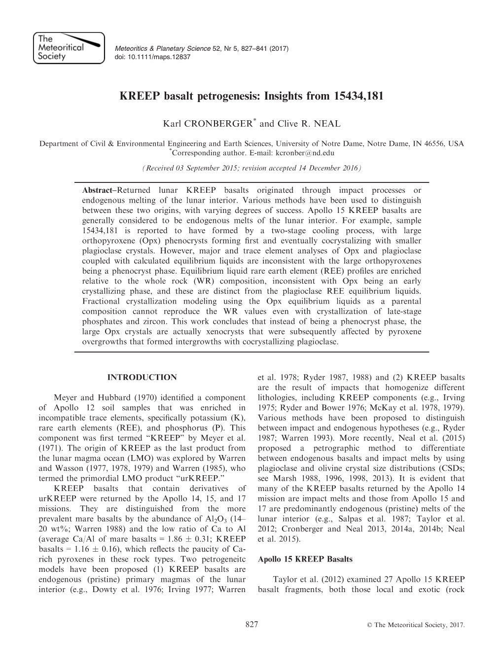 KREEP Basalt Petrogenesis: Insights from 15434,181