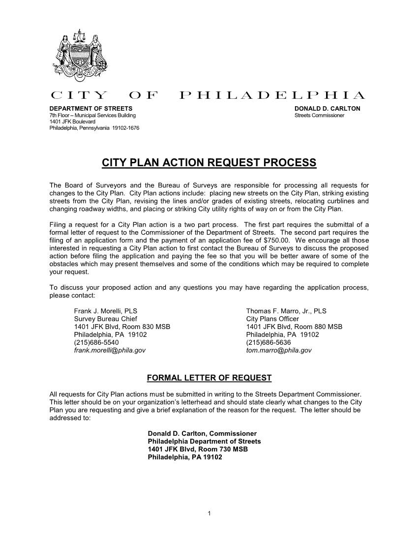 City Plan Action Request Process