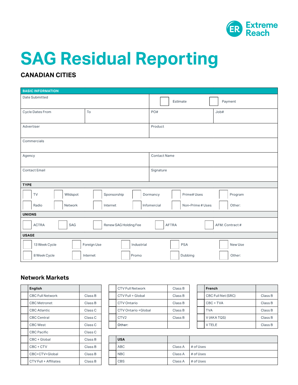SAG Residual Reporting for Canadian Cities