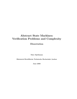 Abstract State Machines: Verification Problems and Complexity