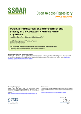 Explaining Conflict and Stability in the Caucasus and in the Former Yugoslavia Koehler, Jan (Ed.); Zürcher, Christoph (Ed.)