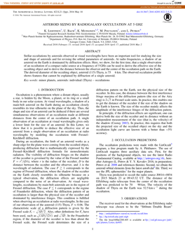 Asteroid Sizing by Radiogalaxy Occultation at 5 Ghz K