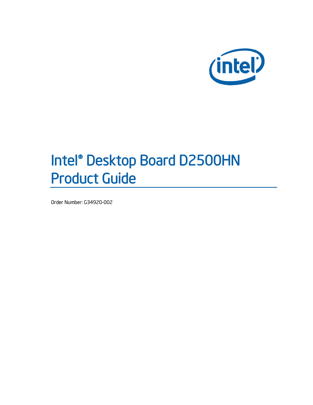 Intel® Desktop Board D2500HN Product Guide
