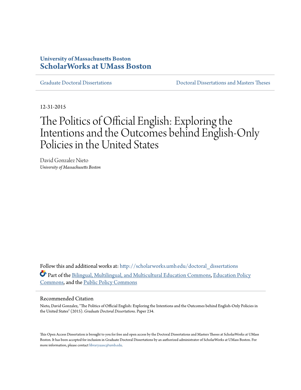 The Politics of Official English