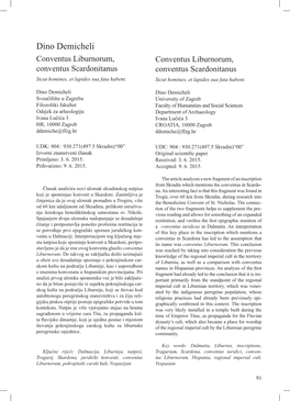 Dino Demicheli Conventus Liburnorum, Conventus Liburnorum, Conventus Scardonitanus Conventus Scardonitanus Sicut Homines, Et Lapides Sua Fata Habent