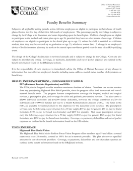 Faculty Benefits Summary