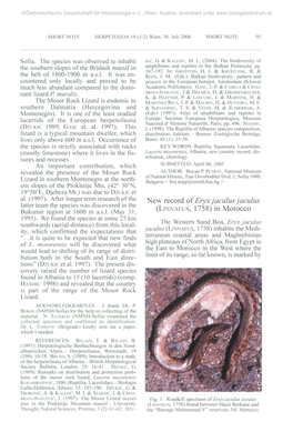 New Record of Eryx Jaculus Jaculus (LINNAEUS, 1758) in Morocco