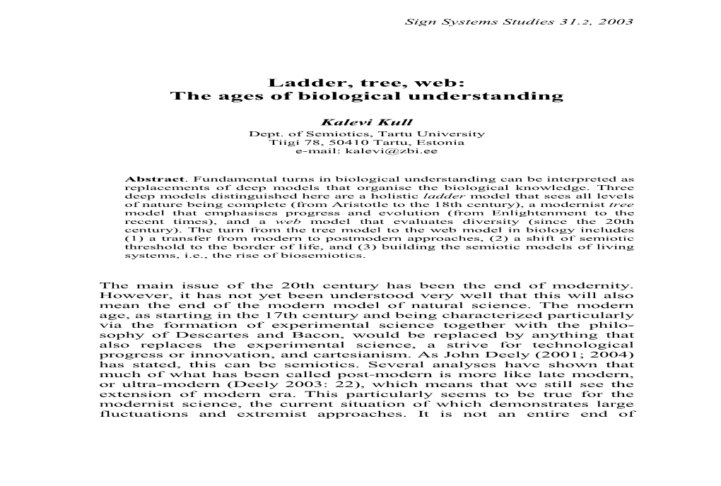 Ladder, Tree, Web: the Ages of Biological Understanding