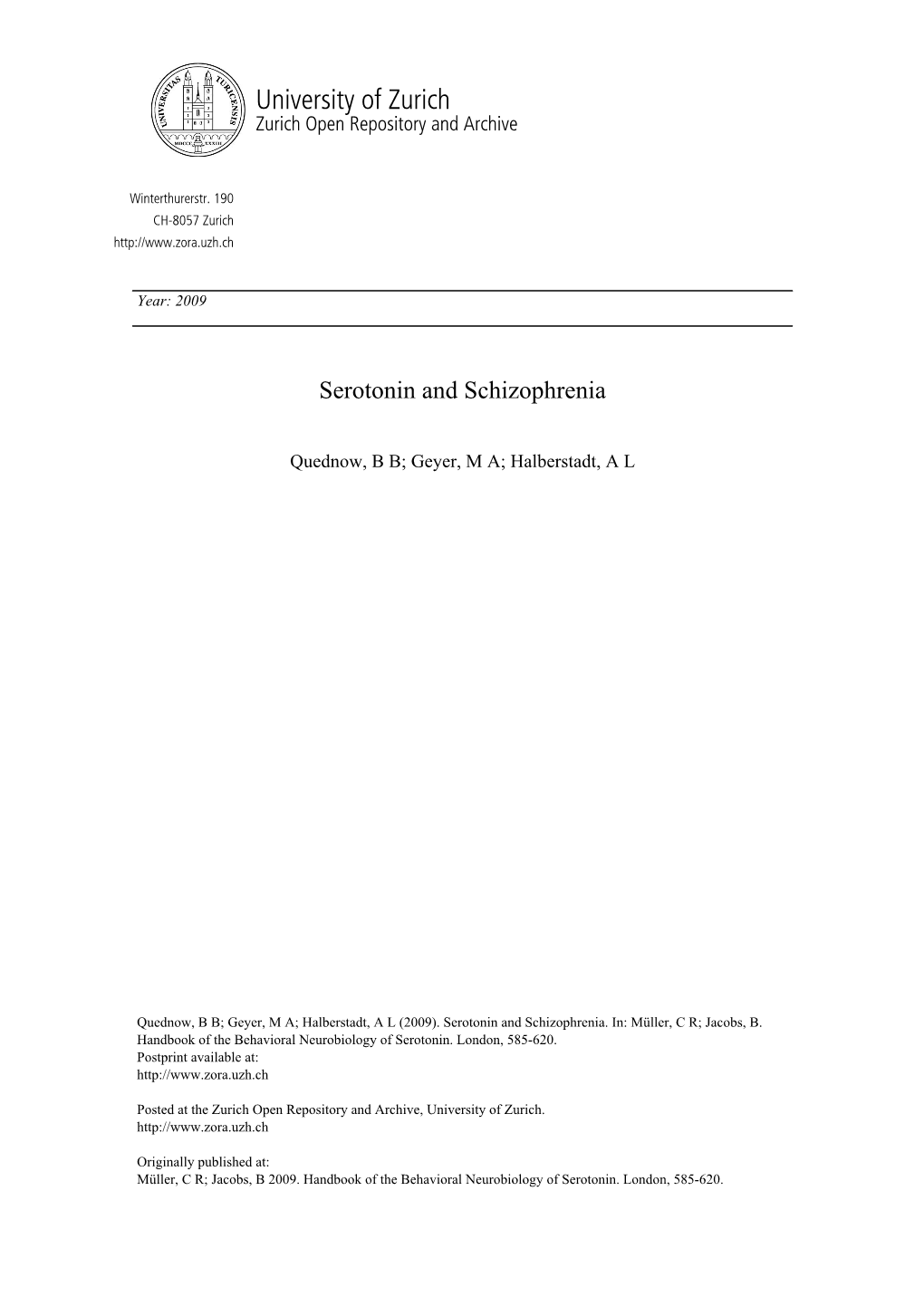 'Serotonin and Schizophrenia'