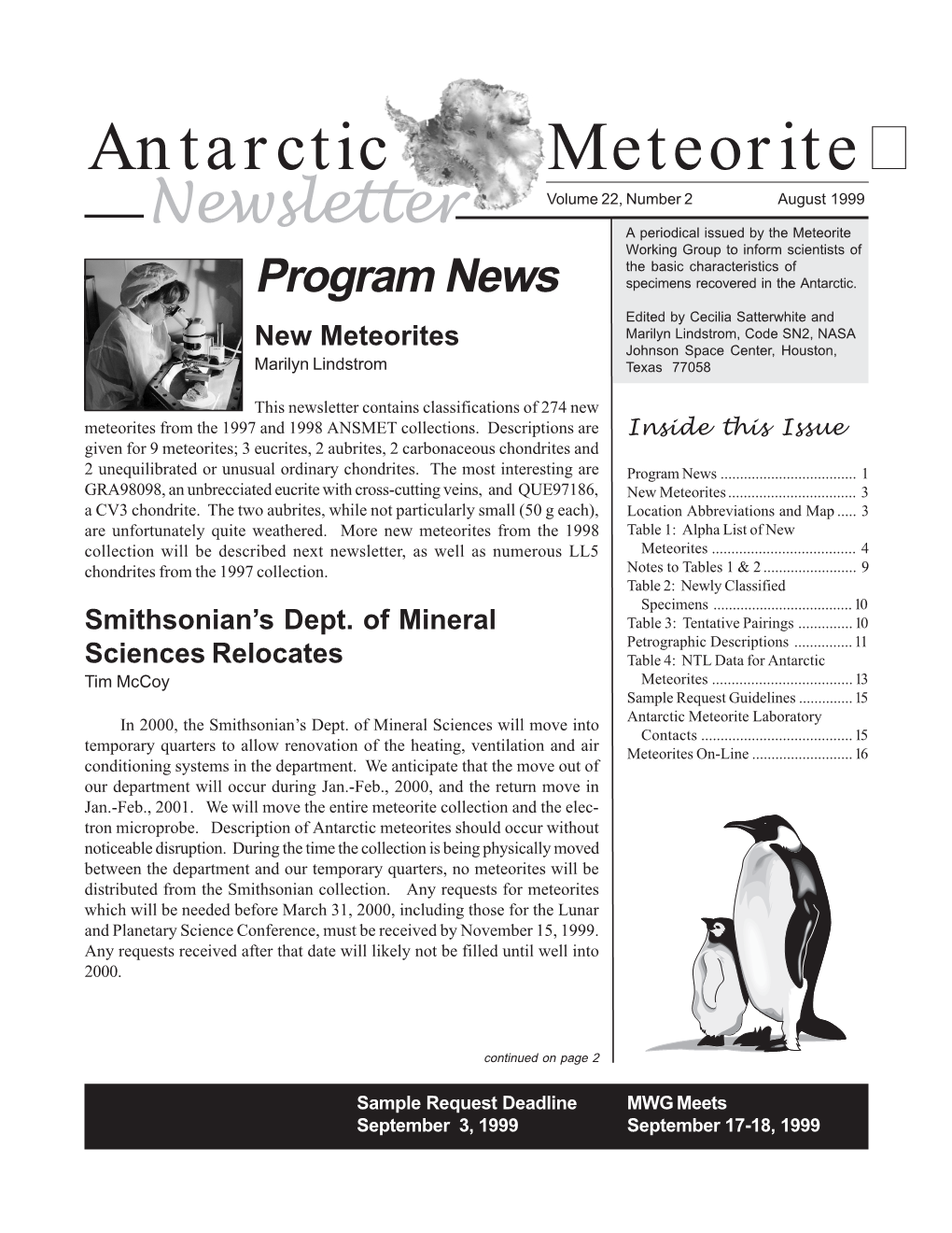 Antartic Meteorite Newsletter Volume 22, No 2