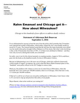 Rahm Emanuel and Chicago Get It— How About Milwaukee?