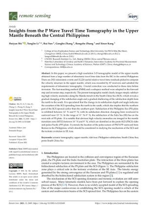 Insights from the P Wave Travel Time Tomography in the Upper Mantle Beneath the Central Philippines