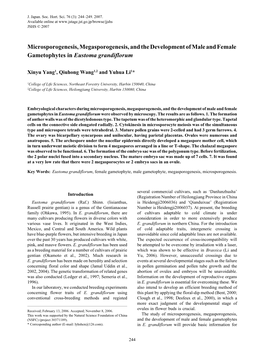 Microsporogenesis, Megasporogenesis, and the Development of Male and Female Gametophytes in Eustoma Grandiflorum