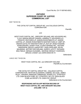 Ontario Superior Court of Justice Commercial List