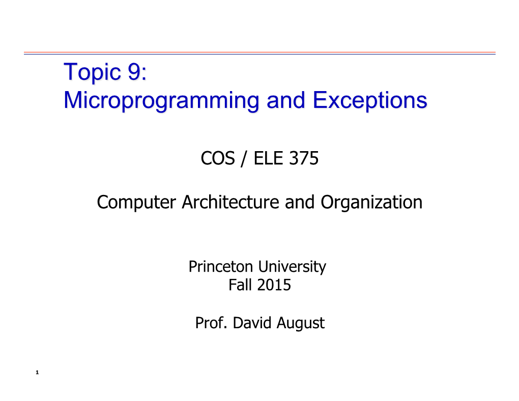 Microprogramming and Exceptions
