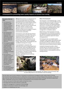 A Framework for Preventing Water Quality Impacts on Streams from Mining