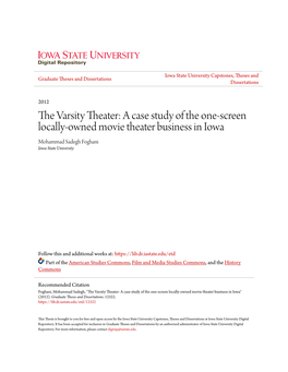 The Varsity Theater: a Case Study of the One-Screen Locally-Owned Movie Theater Business in Iowa