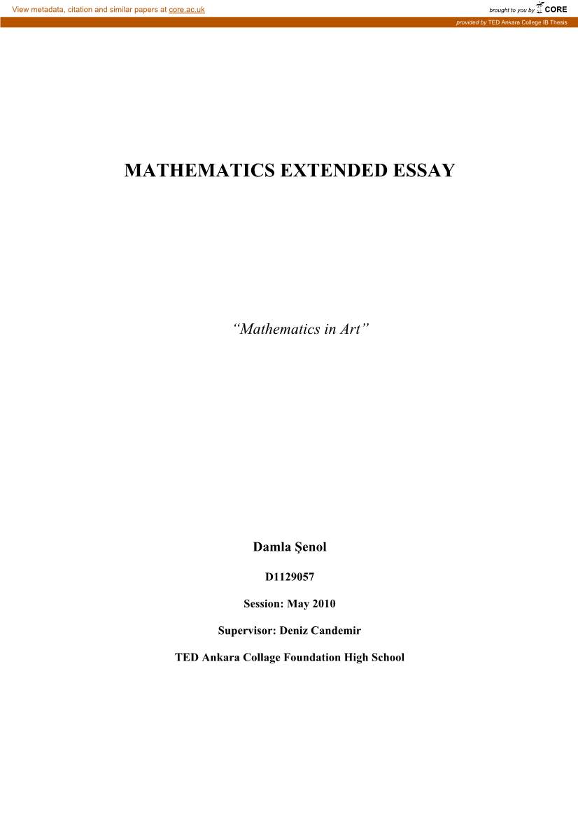 Mathematics Extended Essay