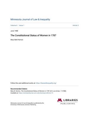 The Constitutional Status of Women in 1787