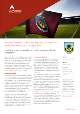 Burnley Football Club Offers Fans Virtual View from Each Seat When Purchasing Tickets