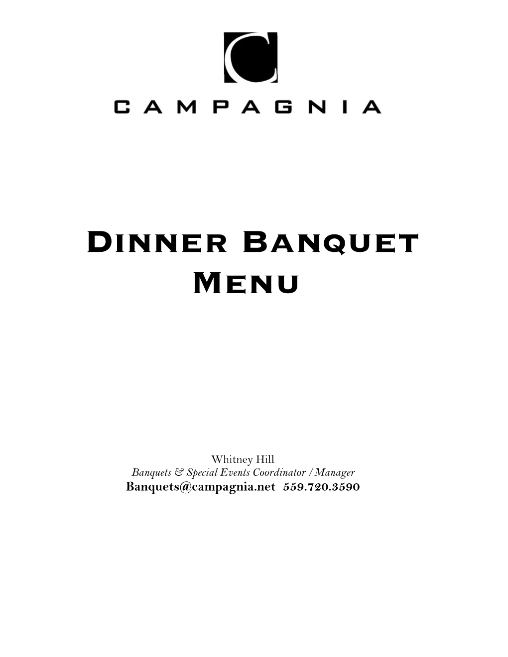 Dinner Banquet Menu