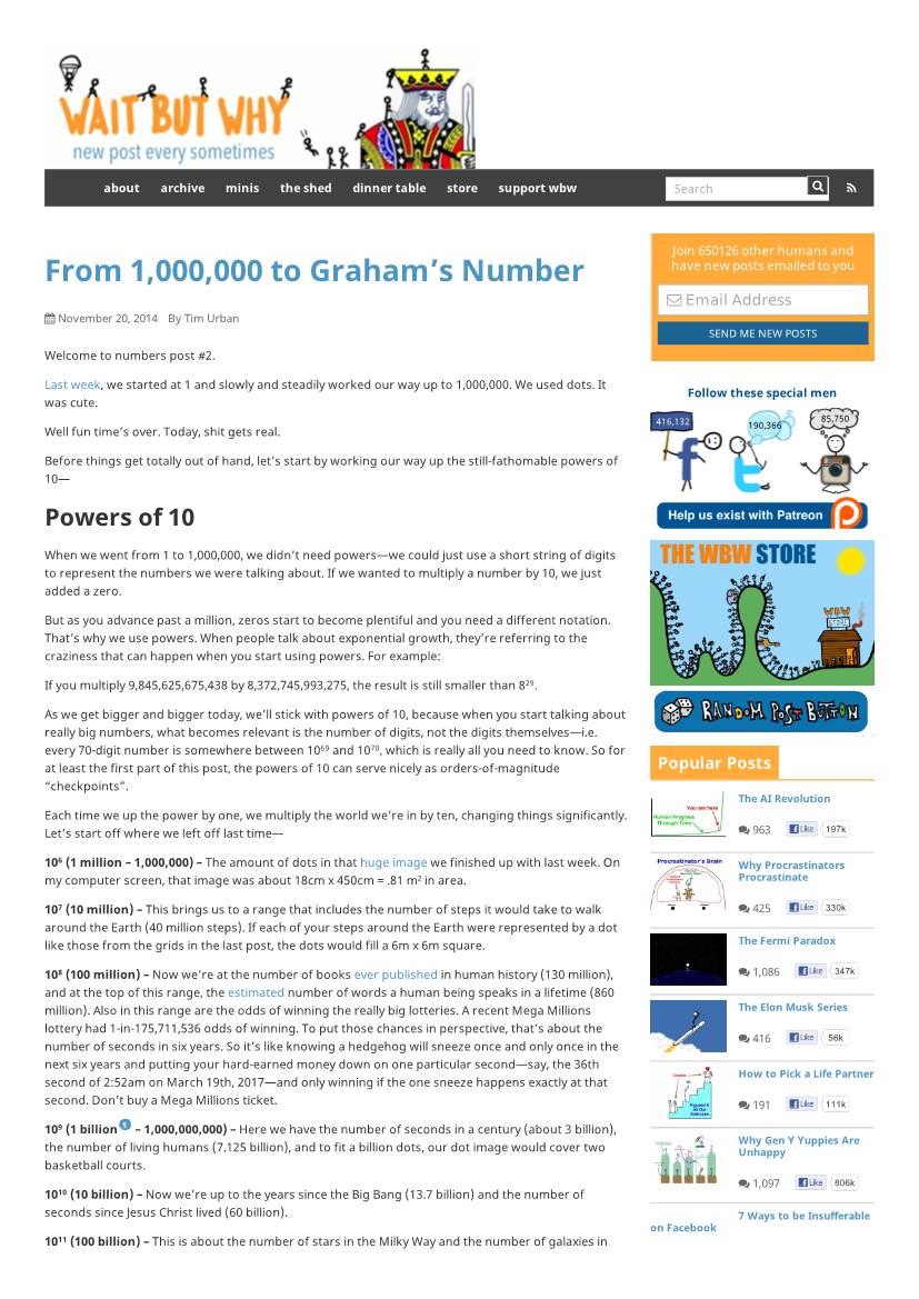 From 1,000,000 to Graham's Number — Wait But