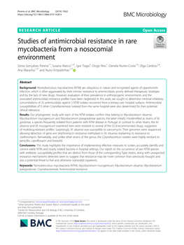 Studies of Antimicrobial Resistance in Rare Mycobacteria from A