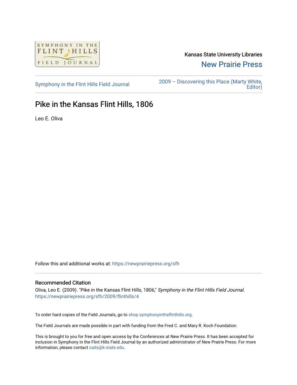 Pike in the Kansas Flint Hills, 1806