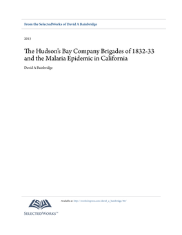 The Hudson's Bay Company Brigades of 1832-33 and the Malaria