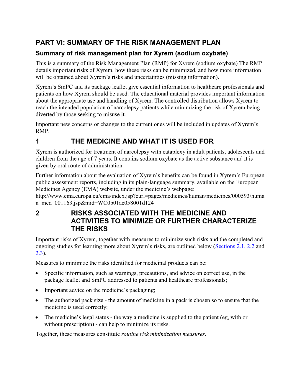 Xyrem-Epar-Risk-Management-Plan-Summary En.Pdf