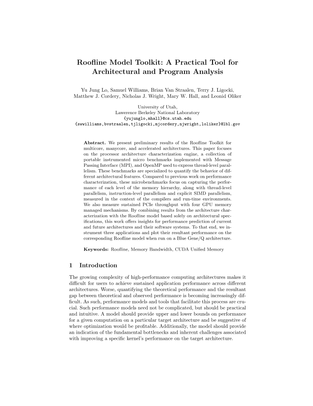 Roofline Model Toolkit: a Practical Tool for Architectural and Program Analysis