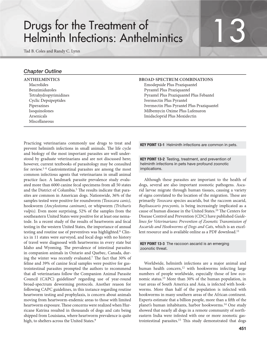 Drugs for the Treatment of Helminth Infections: Anthelmintics 13 Tad B