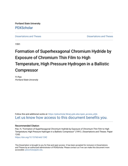 Formation of Superhexagonal Chromium Hydride by Exposure of Chromium Thin Film to High Temperature, High Pressure Hydrogen in a Ballistic Compressor