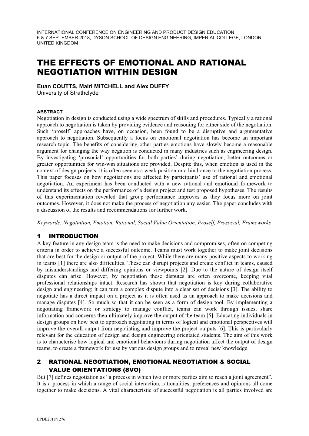 The Effects of Emotional and Rational Negotiation Within Design