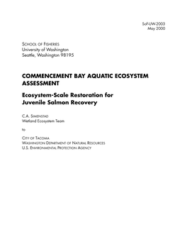 Commencement Bay Aquatic Ecosystem Assessment