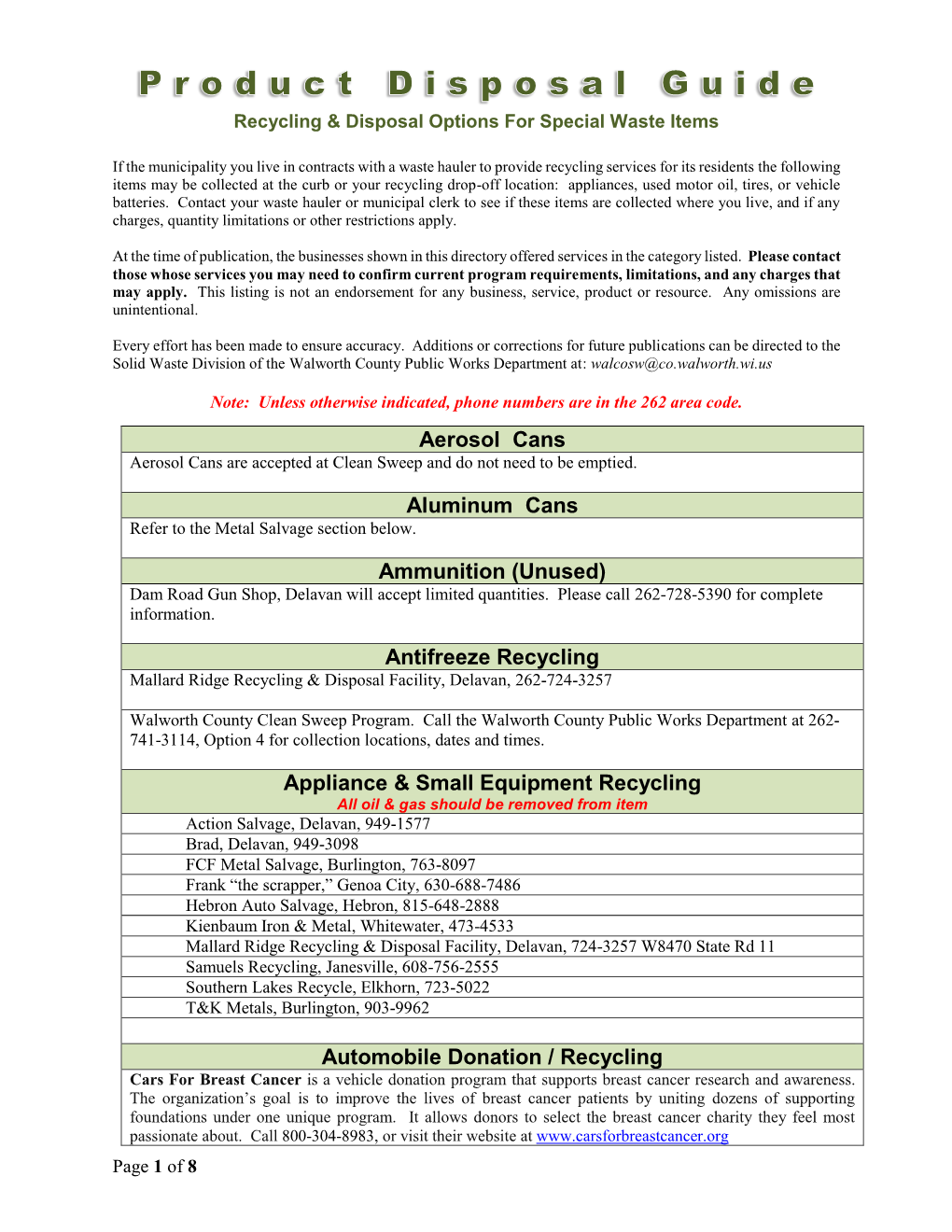 Product Disposal Guide