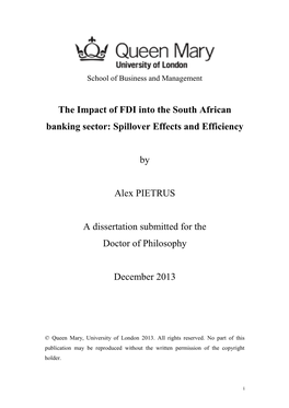 Spillover Effects and Efficiency by Alex PIETRUS a Dissertation Submi