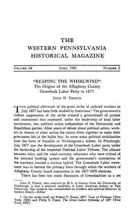 The Western Pennsylvania Historical Magazine