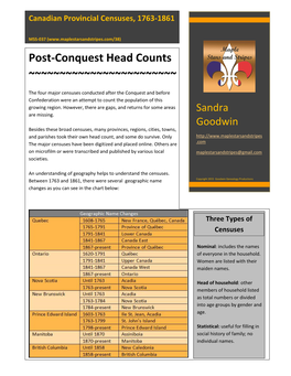 Canadian Provincial Censuses, 1763-1861