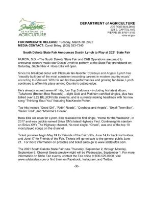 South Dakota State Fair Announces Dustin Lynch to Play at 2021 State Fair