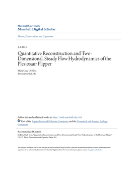 Quantitative Reconstruction and Two-Dimensional, Steady Flow Hydrodynamics of the Plesiosaur Flipper" (2013)