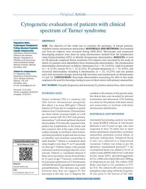 Cytogenetic Evaluation of Patients with Clinical Spectrum of Turner Syndrome